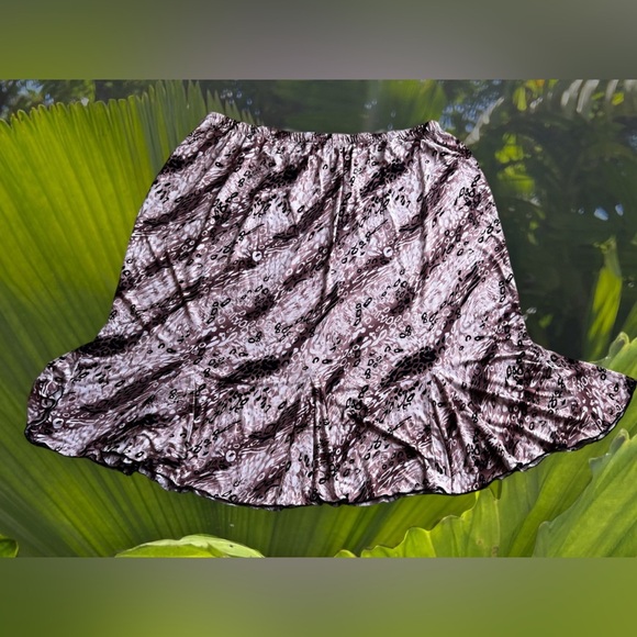 Jaclyn Smith Skirt Womens 2X Plus Brown Black Flare Lined Animal Print Side - Picture 3 of 15